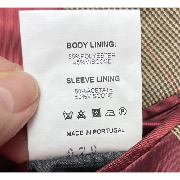 Joseph Turner Wool Linen Blazer Mens 44L Brown Tweed Surgeon Cuffs Portugal FLAW - Picture 6 of 14